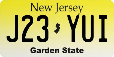 NJ license plate J23YUI