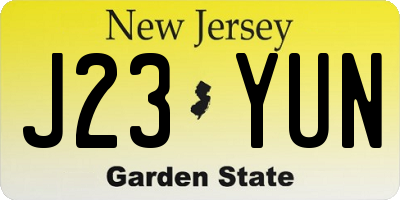 NJ license plate J23YUN
