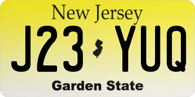 NJ license plate J23YUQ