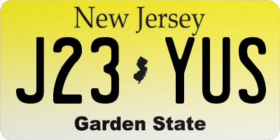 NJ license plate J23YUS