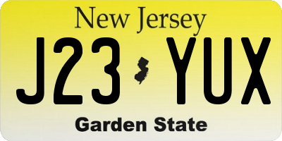 NJ license plate J23YUX