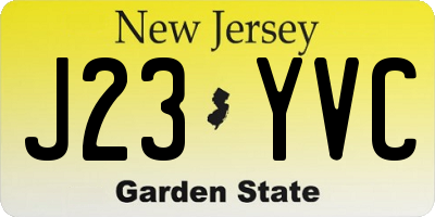 NJ license plate J23YVC