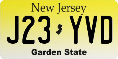 NJ license plate J23YVD