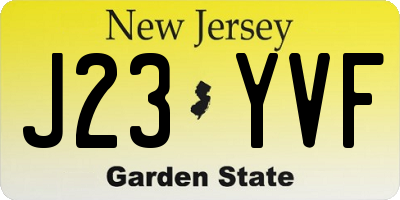 NJ license plate J23YVF