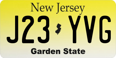 NJ license plate J23YVG
