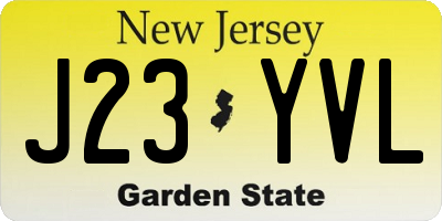 NJ license plate J23YVL
