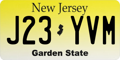 NJ license plate J23YVM
