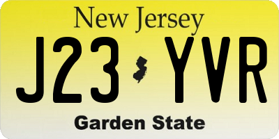 NJ license plate J23YVR
