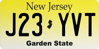 NJ license plate J23YVT