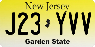 NJ license plate J23YVV