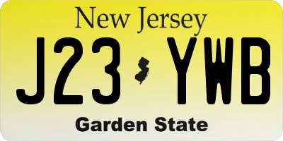 NJ license plate J23YWB