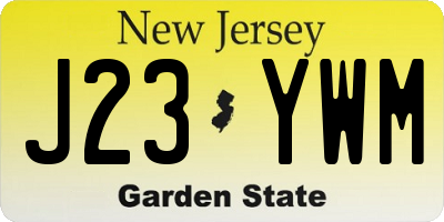 NJ license plate J23YWM