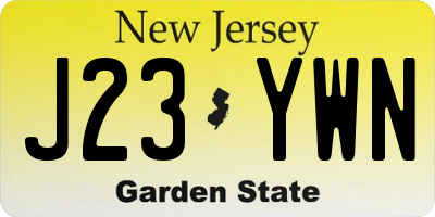 NJ license plate J23YWN