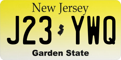NJ license plate J23YWQ