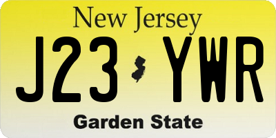 NJ license plate J23YWR