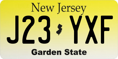 NJ license plate J23YXF