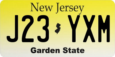NJ license plate J23YXM