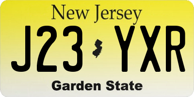 NJ license plate J23YXR