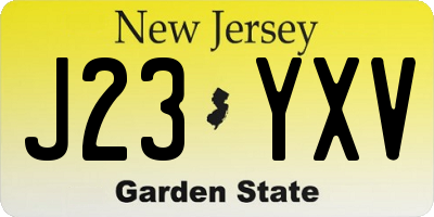 NJ license plate J23YXV