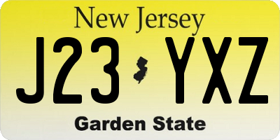 NJ license plate J23YXZ