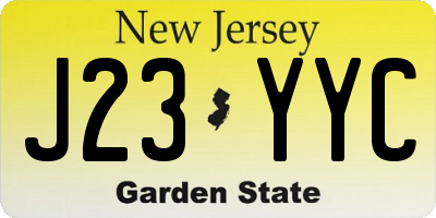 NJ license plate J23YYC