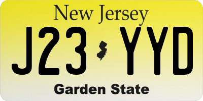 NJ license plate J23YYD