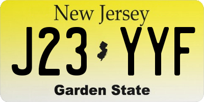 NJ license plate J23YYF