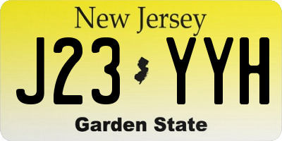 NJ license plate J23YYH