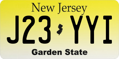 NJ license plate J23YYI