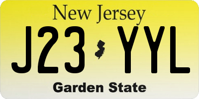 NJ license plate J23YYL