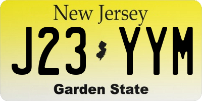 NJ license plate J23YYM