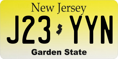 NJ license plate J23YYN