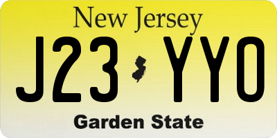 NJ license plate J23YYO