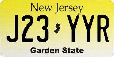 NJ license plate J23YYR