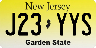 NJ license plate J23YYS