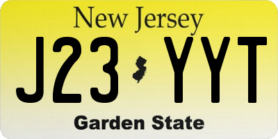 NJ license plate J23YYT