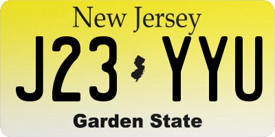 NJ license plate J23YYU