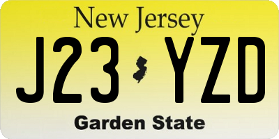 NJ license plate J23YZD