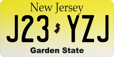 NJ license plate J23YZJ
