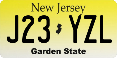 NJ license plate J23YZL