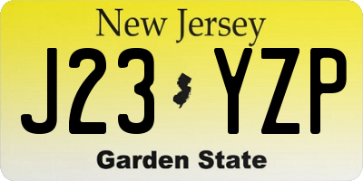NJ license plate J23YZP