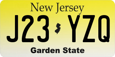 NJ license plate J23YZQ