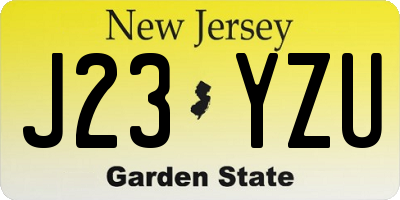 NJ license plate J23YZU