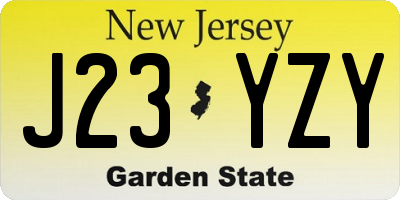 NJ license plate J23YZY