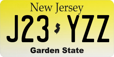 NJ license plate J23YZZ