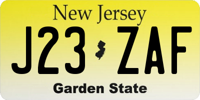 NJ license plate J23ZAF