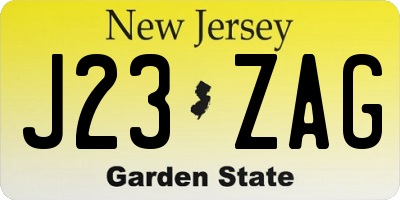 NJ license plate J23ZAG