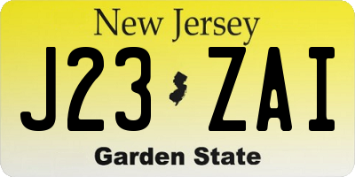 NJ license plate J23ZAI