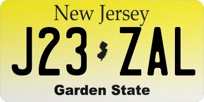 NJ license plate J23ZAL