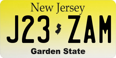NJ license plate J23ZAM